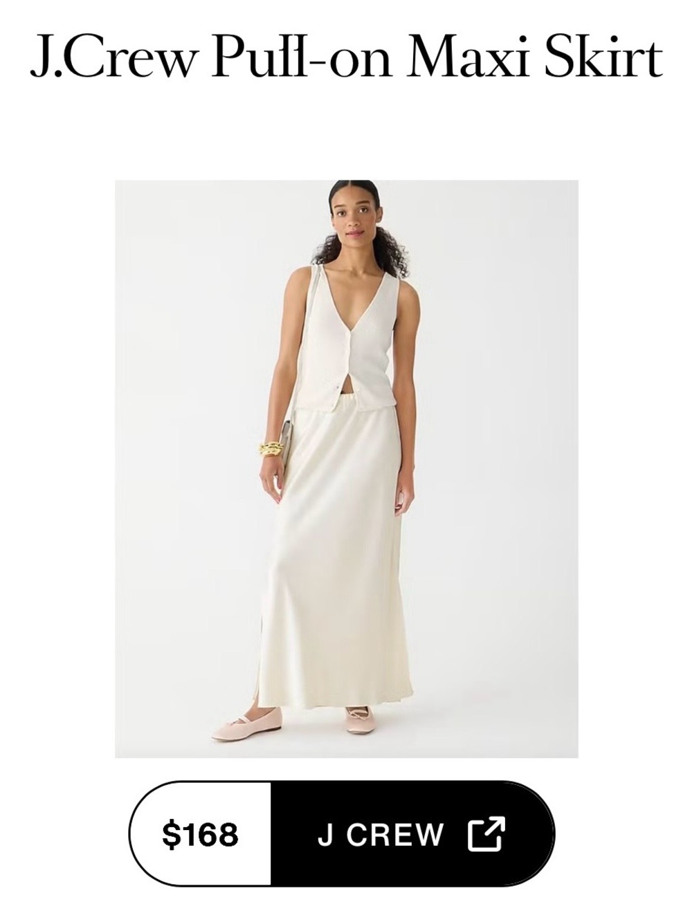 NWT J. Crew Ivory Pull-On Maxi Skirt